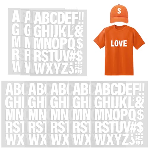 10 Blatt weiße Buchstaben und Zahlen zum Aufbügeln für Stoff, 5.1 cm Vinyl Buchstaben zum Aufbügeln für Jersey & Stoff Buchstaben Zahlen zum Bedrucken von T-Shirts, Aufbügeln Stoff mit A bis Z & von Asofelk