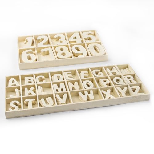 Holzzahlen 0–9 & Holz-Alphabet ABC zum Basteln, Mini-Holzbuchstaben für Heimdekoration, DIY-Holzbuchstaben, Buchstabier-Set, Holzzahlen für Wanddekoration, 180 Stück von Asofelk