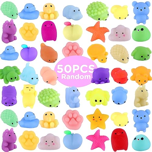 ASONA 50 Pcs Mochi Squeeze Animal Toys (Random) Kawaii Squeeeze Toy Set for Kids, Mini Soft Stress Relief Toys for Gifts Birthday Party Favors, Classroom Prize, Pinata Loot Goodie Bag Fillers von Asona