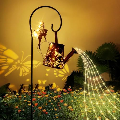 Asslye Solar Gießkanne Lampe mit Lichterkette, LED Solarlampen für Außen Garten mit Schäferhaken, Wasserdichte Solarleuchten Garten, Gartendeko für Garten, Hof, Path, Balkon, Terrasse von Asslye