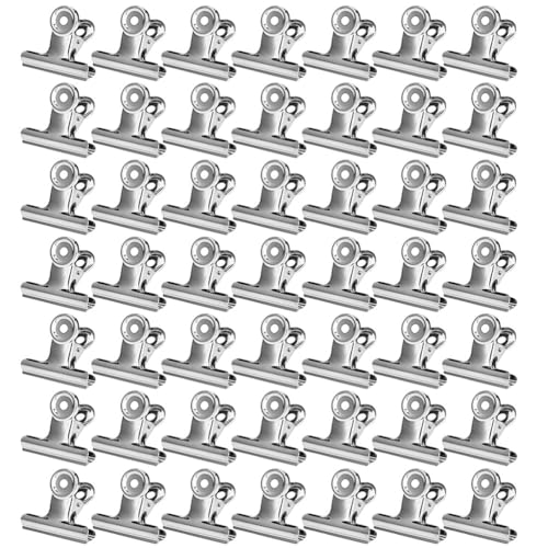 50 Stück Metall klammern, Kleine Bulldogge Büroklammern, 30 mm Multi-function Clips Papierklammern für Fotos Büro Küche (Silber) von AstarFavor