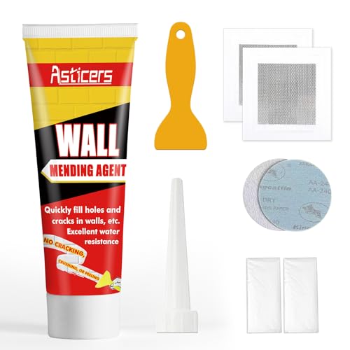 Wandfüller-Set, wasserdichter Spachtel für Wände, Safemend Wandreparaturmittel mit Schaber zum Füllen der Risse und Putzoberfläche, hochfeste Gipsreparatur von kleinen Löchern in der Wand (1 Packung) von Asticers