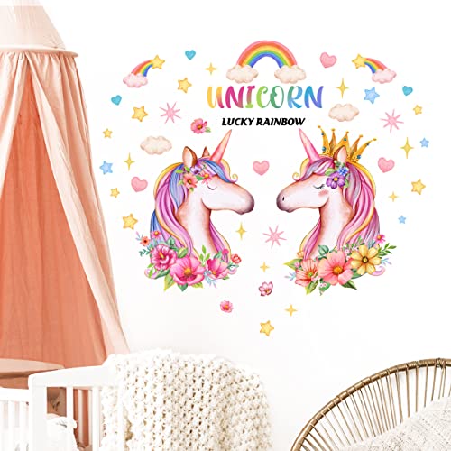 AstraGlam Einzigartiges Einhorn Wandtattoo Set aus Hochwertigem PVC für Kinderzimmer, Selbstklebend und Abnehmbar von AstraGlam