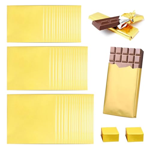 AstraGlam Schokoladen Verpackung Goldene Alufolie, 10x10cm, 100 Stück Lebensmittelecht, Perfekt Für Geschenkpapier Und DIY Projekte Bei Festen Und Feiern von AstraGlam