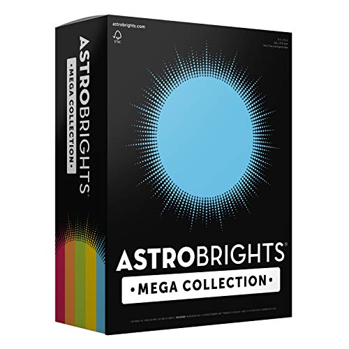 Astrobrights Mega Collection, farbiger Karton, "Classic" 5-farbiges Sortiment, 320 Blatt, 176 g/m², 21,6 x 27,9 cm – weitere Bögen (91630) von Astrobrights