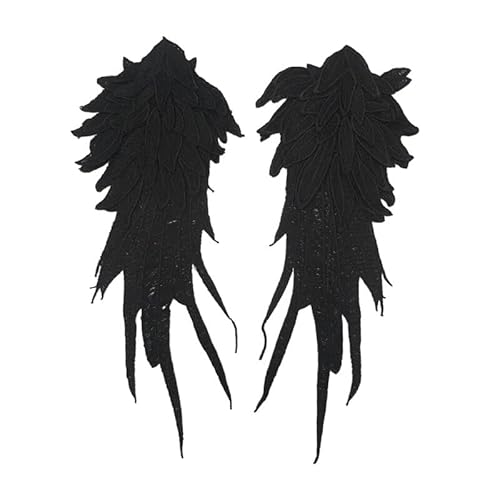 2pcs 3D Blume Spitze Stickerei Ausschnitt Spitzenkragen Nähen Patch Applikation Spitzenkragen Stickerei Spitzenbesatz Häkelspitze Patch für Kleid DIY Kostüm Kleidung Hochzeitskleid Deko Schwarz von Asudaro