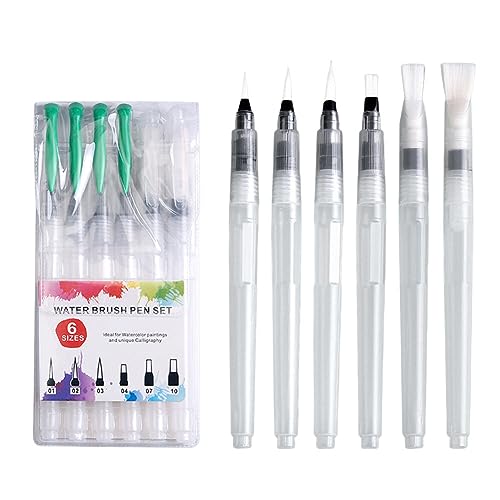 Aquarell Pinsel, Asudaro 6 Stück Künstlerpinsel Aquarell Wassermalerpinsel Feiner Spitze Wasserpinsel Wasserstift Set Water Brush Pen Pinselset-Malen Für Aquarell Acryl & Ölgemälde Für Anfänger von Asudaro