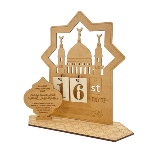 Asudaro Countdown-Kalender Eid 20 cm x 20 cm Ramadan Kalender Ramadan Dekoration Holz DIY Kalender Countdown Ornament Hause Festliche Eid Geschenke Eid Dekoration von Asudaro