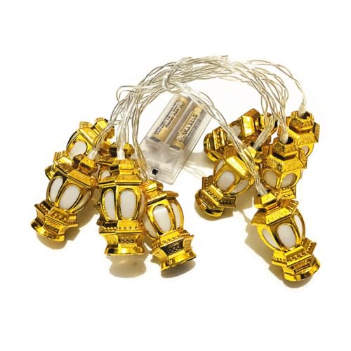 Asudaro Eid Lichterkette, 1.5m/3m Golden Dimensional Palace Laterne Eid Ramadan LED String Lichter Ramadan Kareem Lights für Eid Party Weihnachten Schlafzimmer Garten Dekoration Farbe 3m von Asudaro