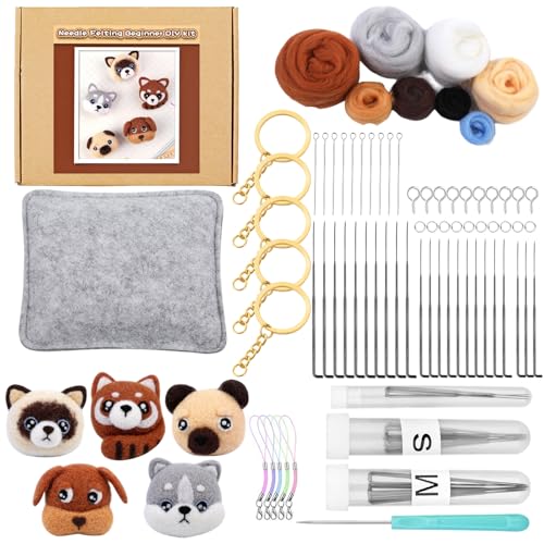 Asudaro Nadelfilz Set, Nadelfilz Kit Wollfilz Tier Kit DIY Nadelfilzmaterial Starter Kit Handspinnmaterial zum Basteln für Nadelfilz Anfänger DIY Filz Tier Handwerk Hundekopf 5-teiliges Set Asudaro Nadelfilz Set, Nadelfilz Kit Wollfilz Tier Kit DIY Nadelfilzmaterial Starter Kit Handspinnmaterial zum Basteln für Nadelfilz Anfänger DIY Filz Tier Handwerk Hundekopf 5-teiliges Set von Asudaro