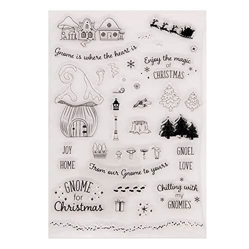 Asudaro Weihnachtstransparentes Siegel,Weihnachtshaus-Baum-Landschaft Silikonstempel Weihnachten Transparente Stempel Für Weihnachten Journaling Kartenherstellung Freunde DIY von Asudaro