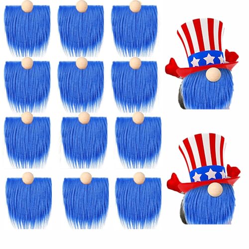 Asudaro Wichtelbärte zum Basteln, 12PCS Weihnachtswichtel Bart Gesichtslose Puppe Bart Fake Bart DIY Dekor Halloween Weihnachtsmann Bart Kunstpelz Stoff Weihnachten Wichtel Zubehör Blau von Asudaro