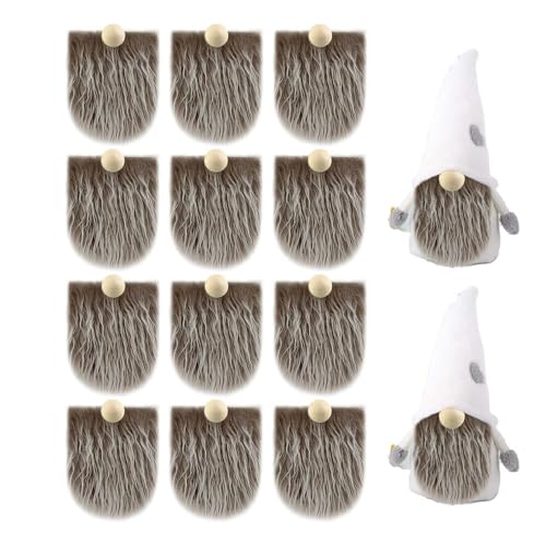 Asudaro Wichtelbärte zum Basteln, 12PCS Weihnachtswichtel Bart Gesichtslose Puppe Bart Fake Bart DIY Dekor Halloween Weihnachtsmann Bart Kunstpelz Stoff Weihnachten Wichtel Zubehör braun von Asudaro