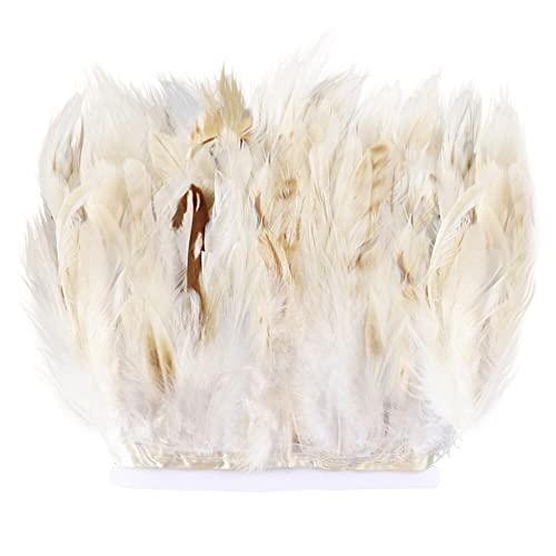 Feder Fringe Trim, Asudaro 78 Zoll Hahn Feder Fransen Trim für Handwerk Schwarz Federbesatz Nähen Kostüm DIY Kleid Rock Zubehör Dekoration Halloween Karneval Kleidung Nähen Dekor Weiß von Asudaro