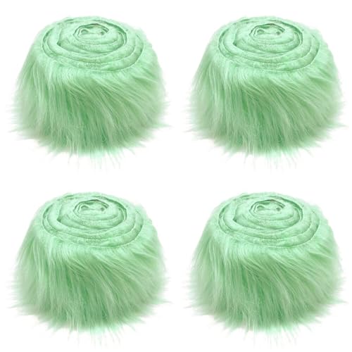 Furry Faux Precut Strips,Asudaro 4Pcs Kunstfell Band Furry Faux Craft Plüschstoff Kunstfell Bordüre Weich und Flauschig Fellband Breite DIY Dekoband Plüsch Trim Stoffroll,5CM*1.5M Grün von Asudaro