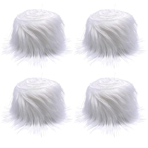 Furry Faux Precut Strips,Asudaro 4Pcs Kunstfell Band Furry Faux Craft Plüschstoff Kunstfell Bordüre Weich und Flauschig Fellband Breite DIY Dekoband Plüsch Trim Stoffroll,5CM*1.5M Weiß von Asudaro