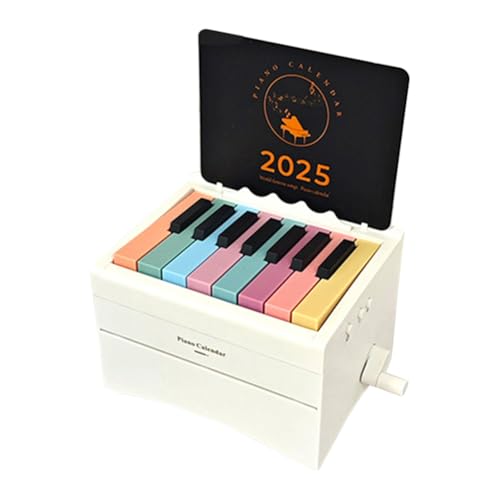 Klavierkalender 2025 Spielbarer Klavier Tischkalender mit 27 Musikkalenderkarten 52 Lieder, 3D Mini Kalender Klavierkalender 2025,Kunst Memo Pad Notizblock,USB Wiederaufladbar Spielbares Klavier Weiß von Asudaro