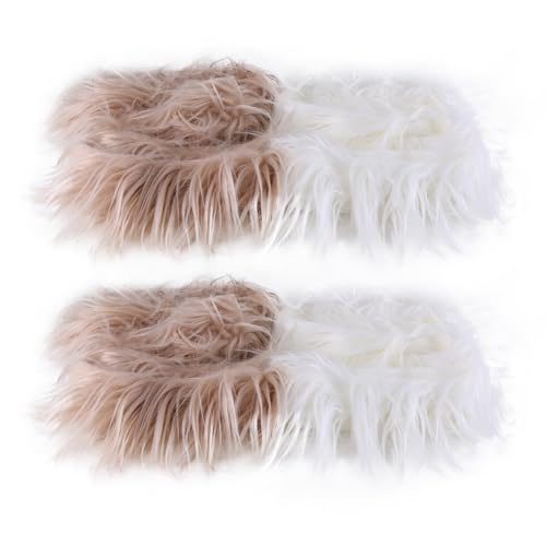 Kunstfell zum Basteln,Asudaro 4Pcs Furry Faux Craft Plüschstoff Kunstleder Stoff Streifen Bartzwerg Kostüm Bart Rolle Kunstfell Bordüre Kunstpelz Dekoband Plüsch Trim Stoffroll.5CM*1.5M Typ 7 von Asudaro