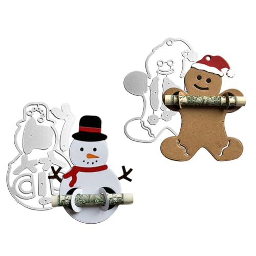 Papierkarten Vorlage, Asudaro 2st Weihnachts Stanzformen Scrapbooking Prägeschablonen Schneemann Weihnachtsmann DIY Prägun Metall-Stanzformen für Geschenkverpackungen Dekoration Papierkarten 2Stk von Asudaro