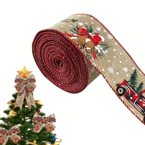 Weihnachtsband-Set Asudaro 1 Rolle 5 Yards Weihnachtsgurtband festliches Weihnachts-Polyesterband Schneeflocken-Weihnachtsbaum-Verpackungsband Verpacken von Geschenken Ornamenten Aufhängen von Asudaro