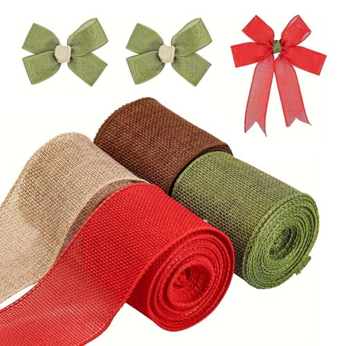 Weihnachtsstoffband Asudaro 5 Rollen Festliches Weihnachtsband-Set Weihnachtsgurtband 5 Yards/4,5 m Länge 6,3 cm breit Weihnachtsband für Kranzschleifen Verpacken von Geschenken Bedrucken Ripsband von Asudaro