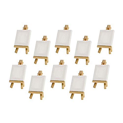 Asuinxurr 10 Sätze Mini Display Staffelei mit Leinwand 8X8 Cm Hochzeit Tisch Nummern Malerei Hobby Malerei Diy Zeichnung Kleinen Tisch Staffelei Geschenk von Asuinxurr