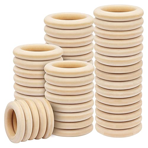 Asuinxurr 100 STÜCKE Natur Holzringe zum Basteln 55 Mm Spitzen Ringe Massiv Ringe zum Basteln, Verbindungs StüCke, Schmuck Herstellung von Asuinxurr