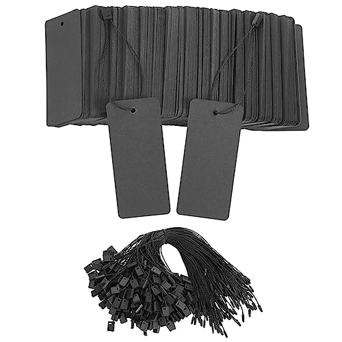 Asuinxurr 400 Set Schwarze Preisschilder mit Schnur, Geschenkanhänger mit Sicherheitsnadeln, Individuelle Kleidungsanhänger von Asuinxurr