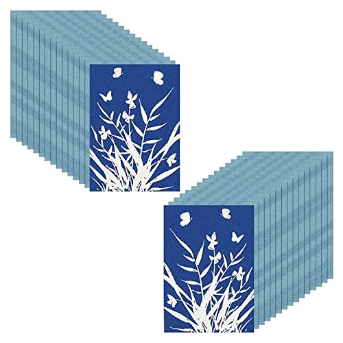 Asuinxurr Cyanotype-Papier, 30 StüCk A5-Sonnendruckpapier-Kit, Hochempfindliches Sonnendruck-Naturdruckpapier, Solar-Zeichenpapier von Asuinxurr