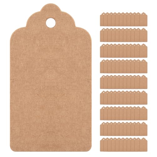 Asuinxurr Pack 100 rustikale 40mmx70mm ueberbackene Kraftpapier Karte, leeres braunes Etikett, Hochzeitsbevorzugung, Geschenkanhaenger, DIY Etikett, Kofferanhaenger,Preisschild - klein (100) von Asuinxurr