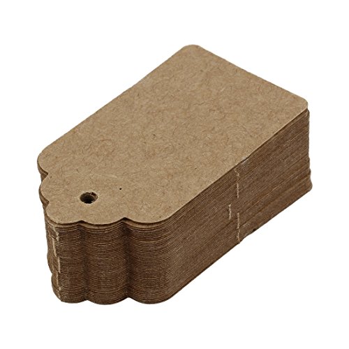 Asuinxurr Pack 50 rustikale 40mmx70mm ueberbackene Kraftpapier Karte, leeres braunes Etikett, Hochzeitsbevorzugung, Geschenkanhaenger, DIY Etikett, Kofferanhaenger, Preisschild - klein (50) von Asuinxurr