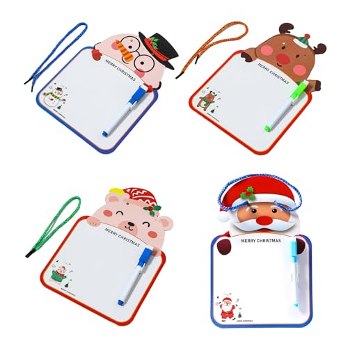 4PCS Weihnachten Whiteboard Löschbaren Doppelseitiges Whiteboard Kleinkind Zeichenbrett Hängen Memo Board To Do Liste Bord von Asukohu