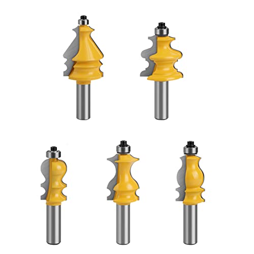 5-teiliges Professionelles Gerades Bit Für Fräsen Graveur Schnitz Bits Holzbearbeitung 1/2-Zoll Schaft Schlitzfräser von Asukohu