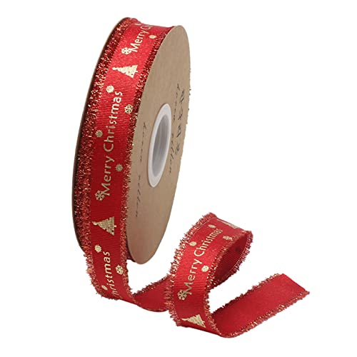 Asukohu 2,5 cm breites Weihnachtsband für Hochzeitsstrauß, Geschenkband, Weihnachtsfeier, Baum, dekoratives Band von Asukohu