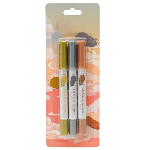 3pcs Doppelend Metallic Marker Schnell Trocknen Metallic Lack Stift Zum Malen Auf Metallglasleder Steintuch Scrapbooking von Asukohu