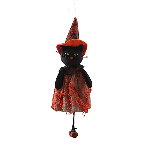 Asukohu Halloween Anhänger Hexe Kürbis Schwarz für Katze zum Aufhängen Ornament für Zuhause Festival Party Haustür von Asukohu