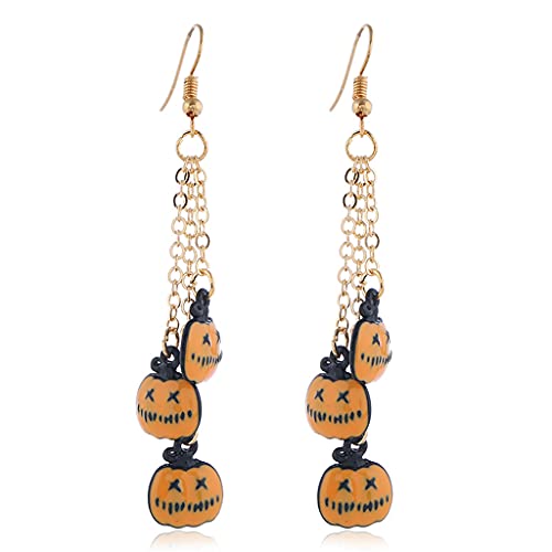 Asukohu Halloween-Ohrringe, Kürbis für Vampir-Lippen, lange Kette, baumelnder Schmuck von Asukohu