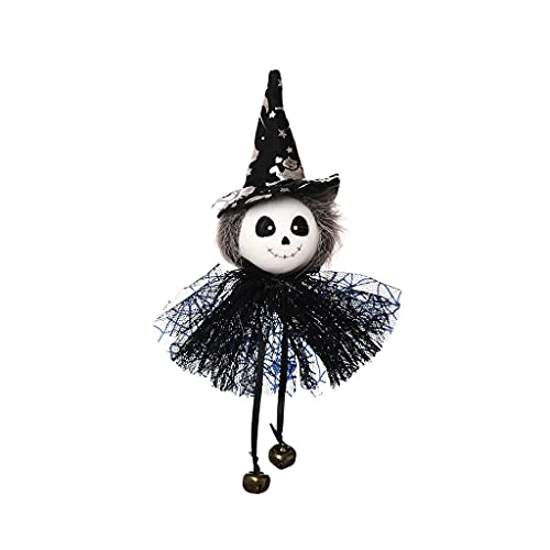 Asukohu Halloween Ornaments Hanging Fly Witch Pendant with 2 Bells Under Realistic Pumpkin Black for Cat Trick Pendant von Asukohu