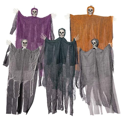 Asukohu Set mit 5 Halloween-Totenkopf-Hängern für Innen- und Außendekoration, Erstellen Sie eine mit Designs von Asukohu