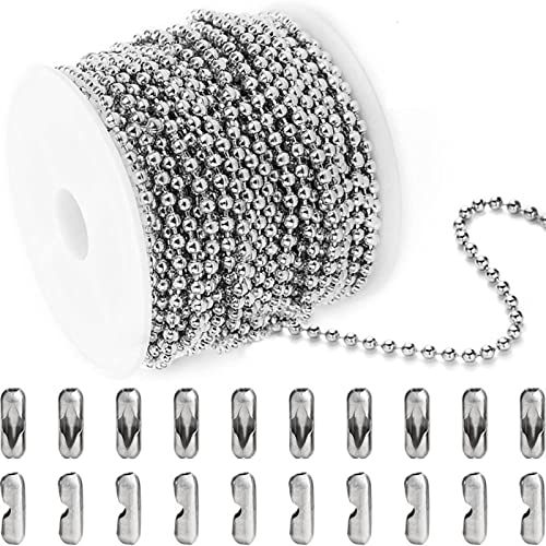 Edelstahl-Kugelketten, verstellbare Zugkette, Perlen mit 20 passenden Verbindungsstücken für Schmuckherstellung, rostfrei von Asukohu