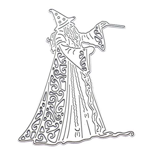 Halloween Zauberer DIY Handwerk Stanzformen Metall Stanzschablonen Für Scrapbooking Album Stempel Papier Karte Prägung Metall Stanzformen Rahmenhintergrund von Asukohu