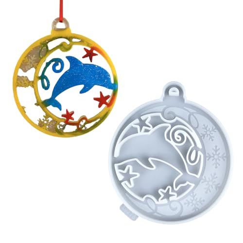 Handgemachte Schmuckdekorationsform Schlüsselanhänger Behänge Epoxidharz Weihnachtsbaum Delfin Anhänger Form Geschenkzubehör von Asukohu