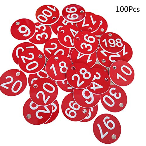 Nummernschild, Zahl 1-100, graviert, farbige Tür für Schlüsselanhänger, Schließfach, Etiketten für Kleidung, 100 Stück von Asukohu