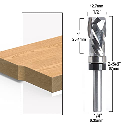 Praktischer Fräser 1/4 Zoll Schaft 6 Mm Schaft Kompression Bündiger Schnitt Vollhartmetalllegierung Fräser Holzbearbeitung von Asukohu