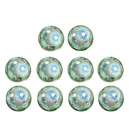 Set mit 10 runden undurchsichtigen Perlen, reflektierende Charm-Perlen, Bastelperlen, Acrylperlen, perfekt für DIY-Schmuckherstellung und zum Basteln von handgefertigten Perlen von Asukohu