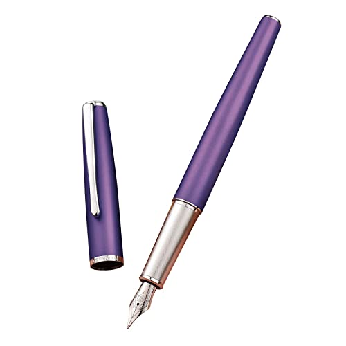 Hongdian 920 Füllfederhalter aus Metall, violett, feine Spitze, Iridium, klassischer Füllfederhalter mit nachfüllbarem Konverter und Stifttasche von Asvine