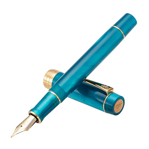 Jinhao 100 Füllfederhalter aus Kunstharz, Iridium, mittlere Spitze, goldfarbenes Rand, Büro, Schreibstift von Asvine