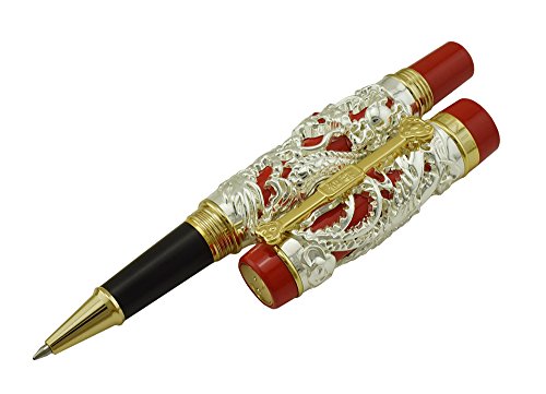 Jinhao Füllfederhalter Kugelschreiber, glatt, Drache und Phoenix, 3d- und Kalligraphie-Stift, Kugelschreiber, Business-Geschenk, 0,5 mm, Schwarz, von Asvine