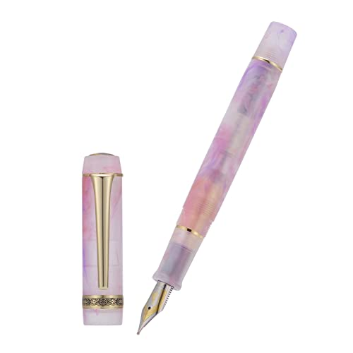 Asvine Kaigelu 316A Rosa Acryl-Zelluloid-Füllfederhalter, Iridium, mittlere Feder, glattes Schreiben, Kalligraphie-Stift, schöner Schreibstift für Männer und Frauen von Asvine