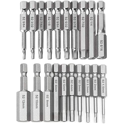 Asyduey 20 Teiliges Sechskant Schrauben SchlüSsel Bohrer Set Schaft Schnellspanner Magnet Schraubendreher Set (Metrisch + SAE) von Asyduey